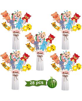 28 pcs- Cocomelon Centerpieces, Stick Table Toppers for birthday decorations, Party Favors 