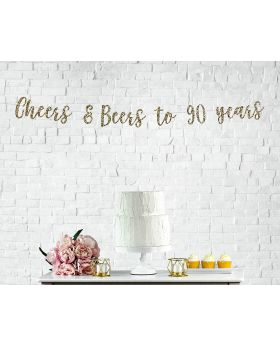 Cheers & Beers to 90 Years Banner 90th Birthday Party 90th Anniversary 90th Birthday Sign 90th Birthday Decor 90th Party Banner