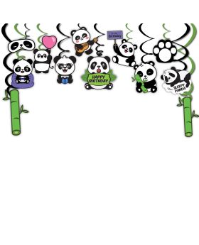 Cute Cartoon Panda Birthday Party Supplies,Children Party Decoration,Girl Birthday Party Decoration Swirls for Birthday Party