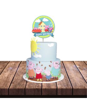 Festiko® 1 Pc Peppa Pig Theme Happy Birthday Cake Topper, Peppa Pig Theme 1/2 Birthday Supplies, Peppa Pig Theme Cake Decoration Supplies, Peppa Pig Party Decorations, Peppa Pig Theme Supplies