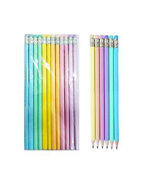 Festiko® Set of 12 Pcs Pastel Colour Pencil Set for Kids, Cute Candy Color Triangle Hb Standard Wooden Pencil, Stationery Set, Birthday Return Gifts for Kids