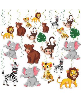 12 Pieces Cartoon Jungle Animal Party Swirls Decorations Ceiling Hanging Animal Theme Party Supplies For Birthday Baby Shower Décor Event