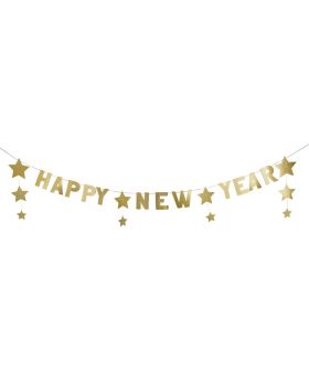 Festiko® Gold Happy New Year Banner, Happy New Year Banner With Star, New Year Décor