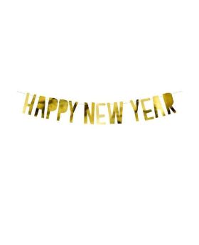 Festiko® Gold 'Happy New Year' Paper Letter Banner,New Year Party Decoration,New Year Party Gold Banner