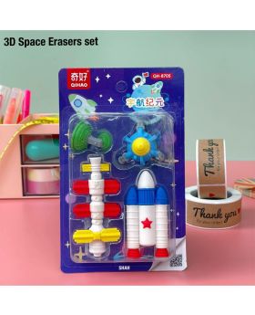Festiko® Space Astronauts Theme Eraser Set Of 4 Pcs For Kids With Adorable Tools & Vehicles Characters, Fancy Eraser Set, stationery Set for Kids, Party Return Gift for Kids