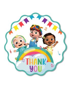  Cocomelon Theme Multicolour Thank You Cards (12 Pcs), theme birthday supplies, return gifts for kids, gift accessories, party items, cocomelon theme stationary supplies